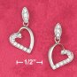 OPEN HEART EARRINGS W/ CZ ON HALF HEART W/ MARQUIS CZ POST