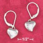 PUFFED HEART LEVERBACK EARRINGS W/ 2MM PRINCESS-CUT CZ INSET