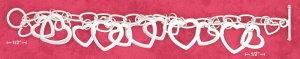 7" SS HP LINK BRACELET W/ FLAT OPEN HEARTS & TOGGLE