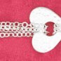 SILVER 4 STRAND BRACELET W/14MM HAMMERED HEART