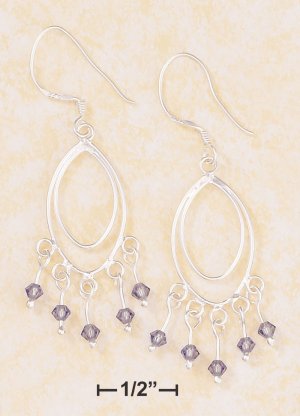  MARQUISE WIRE DANGLE EARRING W/PURPLE SWAROVSKI CRYSTALS