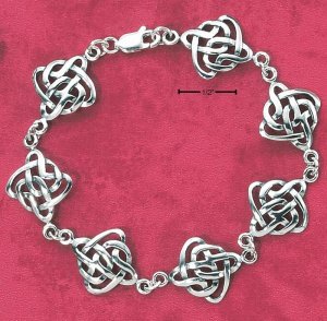STERLING SILVER 7" CELTIC HELIX SEVEN LINK BRACELET