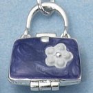 SILVER ENAMEL 2 SIDED PURPLE PURSE LOCKET