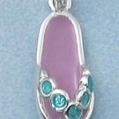 STERLING SILVER PINK ENAMEL SANDAL CHARM