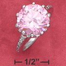STERLING SILVER 3.75CT ROUND PINK ICE CZ RING IN CROWN SETTING