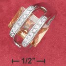 STERLING SILVER 8.5 CT RECTANGLE CHAMPAGNE ICE CZ RING
