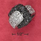 STERLING SILVER  BLACK & WHITE CZ BUCKLE RING