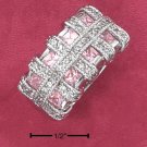 STERLING SILVER PINK ICE PRINCESS CUT CZ RING