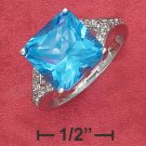 STERLING SILVER 7.5 CT  SQUARE SYNTHETIC  BLUE TOPAZ RING
