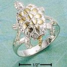 STERLING SILVER /GOLD TWO TONE MOVEABLE TURTLE RING