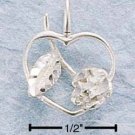 STERLING SILVER DC OPEN HEART W/ FULL ROSE CHARM