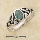 STERLING SILVER  TURQUOISE RING W/ CELTIC KNOTS