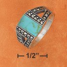 STERLING SILVER TURQUOISE W/ MARCASITE SIDES DESIGN RING