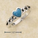 STERLING SILVER SMALL TURQUOISE HEART ON OPEN CURB LINK BAND