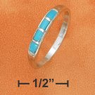 STERLING SILVER 3MM TAPERED DOMED BAND W/ TURQUOISE INLAY