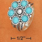STERLING SILVER TURQUOISE FLOWER  DESIGN RING