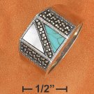 STERLING SILVER TURQUOISE/MOP/MARCASITE  RING