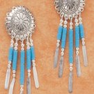 STERLING SILVER SMALL CONCHO W/ TURQUOISE HESHI EARRINGS