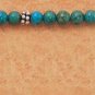 STERLING SILVER 7" 4MM ROUND TURQUOISE BEAD TOGGLE BRACELET