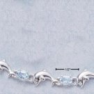 STERLING SILVER 7" DOLPHIN & BLUE TOPAZ BRACELET