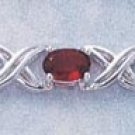 STERLING SILVER 7" OVAL MULTI GEMSTONE "X" BRACELET