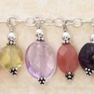 STERLING SILVER 7.5" W/ MULTI POLISHED STONES ON  TOGGLE BRACELET