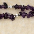STERLING SILVER 7" AMETHYST CHIPS   & AMETH HEART DANGLE TOGGLE BRAC