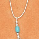 STERLING SILVER 7" LS BRACELET W/ TURQUOISE BEADS