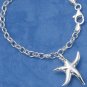 STERLING SILVER 7"   HIGH POLISH STARFISH CHARM BRACELET