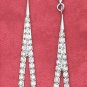 STERLING SILVER OPEN  CZ TEAR POST DANGLE EARRINGS