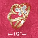 18K VERMEIL OPEN HEART RING W/ BUTTERFLY & DIAMOND ACCENT