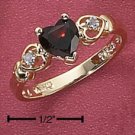  STERLING SILVER VERMEIL GENUINE GARNET HEART RING