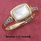 STERLING SILVER VERMEIL MOP RING W/ DIAMOND CHIPS