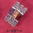 STERLING SILVER MARCASITE  3 AMETHYST, GARNET & CITRINE RINGS