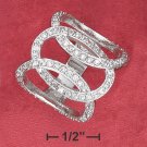 SILVER OPEN INTERLOCKED RING WITH THREE CZ LOOPED O'S