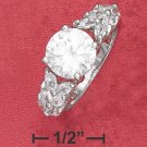 STERLING SILVER  2.75CT ROUND CZ RING / MARQUISE SIDE CZ'S