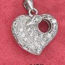 STERLING SILVER 17MM PAVE CZ HEART LOCKET