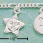 STERLING SILVER MOON & STAR DANGLE CHARM BRACELET