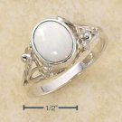STERLING SILVER OVAL WHITE OPAL RING