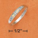 STERLING SILVER 3MM TAPRERED DOME BAND WITH SYNTHETIC OPAL INLAY