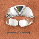 STERLING SILVER TRIANGLE TOE RING WITH ENAMEL INLAY