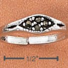 STERLING SILVER TOE RING WITH MARQUIS MARCASITE INLAY