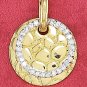STERLING SILVER 18" VERMEIL 18MM RND COBBLESTONE PEND W/ 16MM CZ OPEN CIRCLE NECKLACE