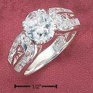 STERLING SILVER WOMENS 9MM OVAL 2.75 CZ RING