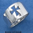 STERLING SILVER UNISEX HIGH POLISH TAPERED BAND WITH CUT-OUT CROSS
