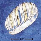 STERLING SILVER WITH 14K GOLD ACCENTS TWO TONE LARGE DOME-SHRIMP RING.