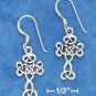 STERLING SILVER ANTIQUED 7/8" SCROLLED CELTIC DESIGN CROSS EARRING ON FRENCH WIRE