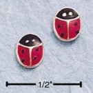 STERLING SILVER RED ENAMEL LADYBUG POST EARRINGS