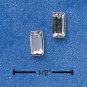 STERLING SILVER EMERALD CUT APRIL BIRTHSTONE AUSTRIAN CRYSTAL POST EARRINGS