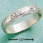 SWEET STERLING SILVER SCROLLED ANTIQUED 3MM BAND.